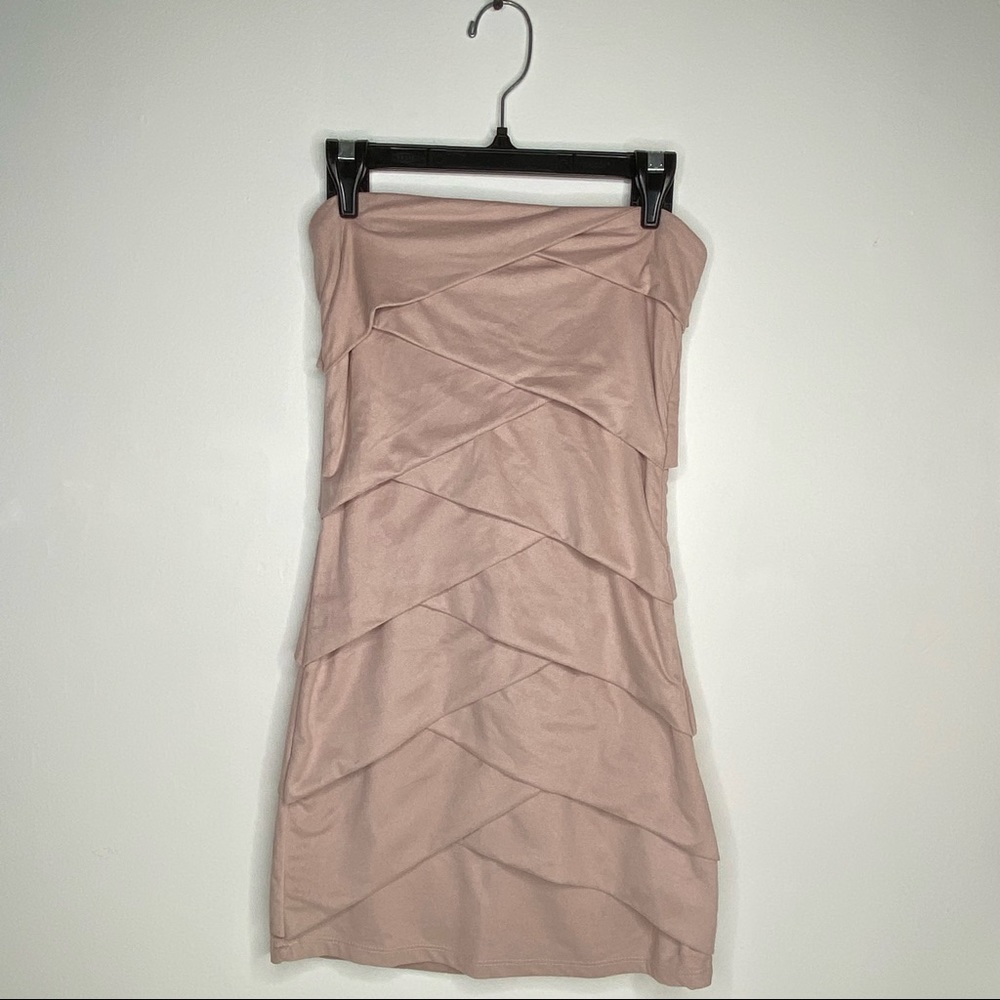 Poetry Dusty Pink Figure Hugging Strapless Mini Dress Size S
